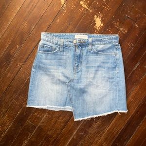 Asymmetrical denim jean skirt